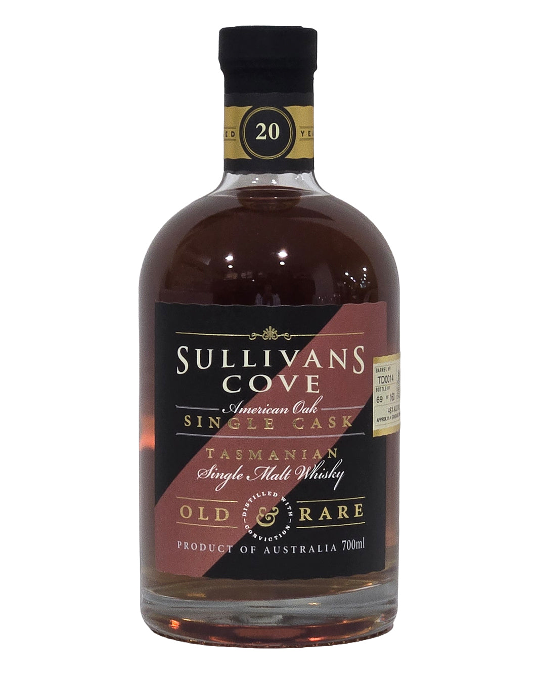 Sullivans Cove Old & Rare 20 Year Old American Oak Single Cask TD0014 Single Malt Whisky 700ml Original Timber Gift Box